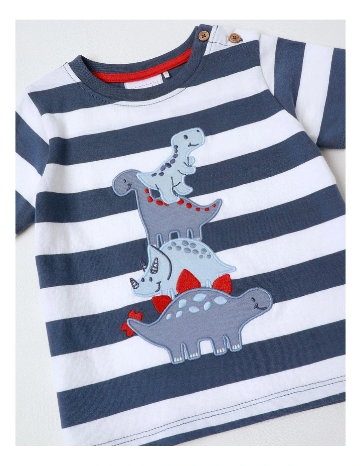 Animal Stack Stripe T/Shirt in Indigo image 2