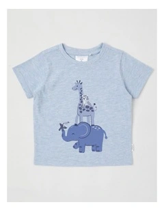 Essentials Animal Stack Marle T-Shirt in Blue Marle