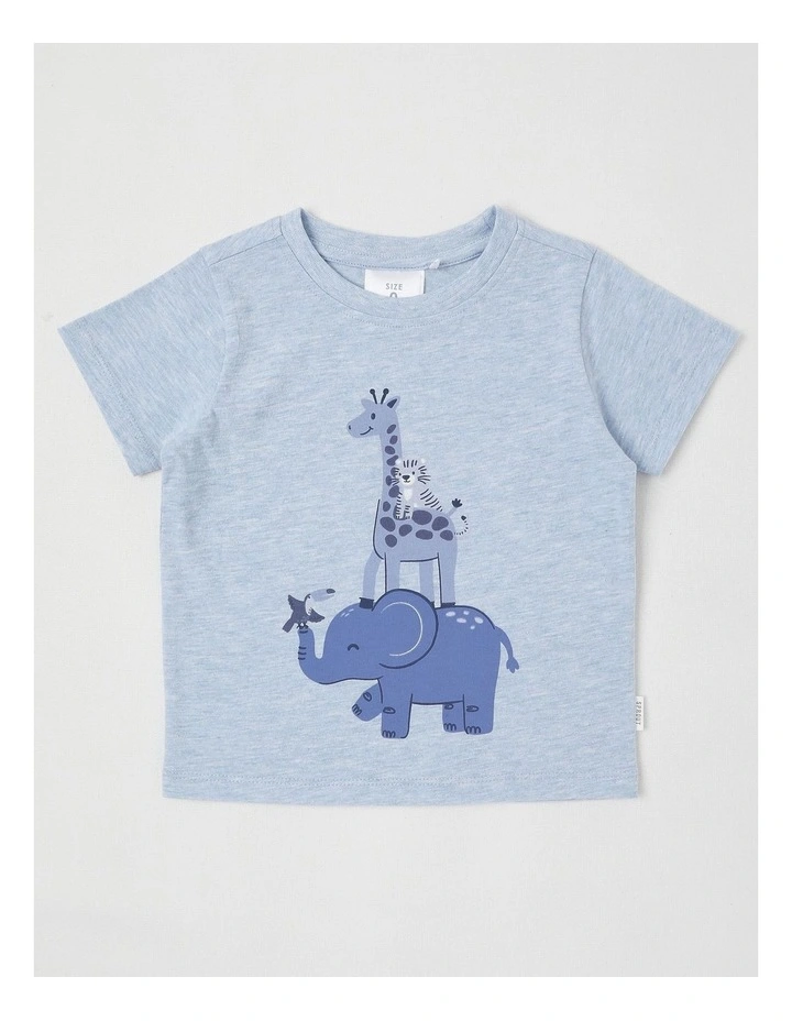 Essentials Animal Stack Marle T-Shirt in Blue Marle image 1