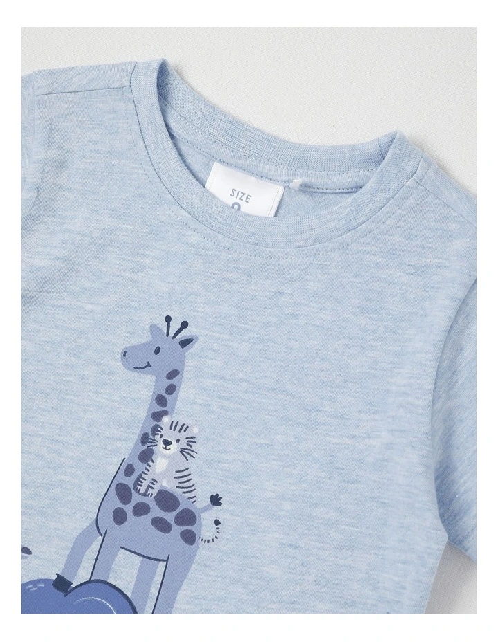 Essentials Animal Stack Marle T-Shirt in Blue Marle image 2