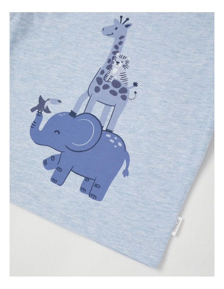 Essentials Animal Stack Marle T-Shirt in Blue Marle image 4