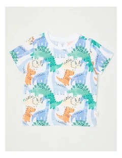 Essentials Watercolour Dino T-Shirt in White