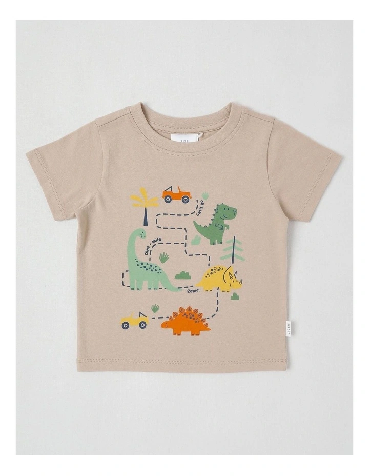 Essentials Dino Map T-Shirt in Vanilla image 1