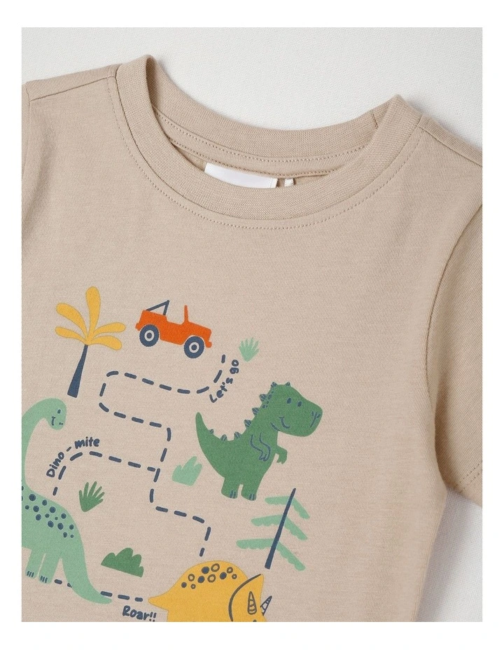 Essentials Dino Map T-Shirt in Vanilla image 2