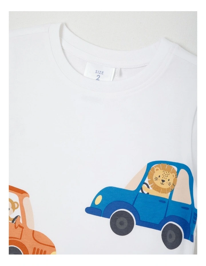 Essentials Safari Vehicles T-Shirt in White image 2