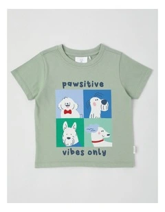 Essentials Pawsitive Dogs T-Shirt in Light Khaki