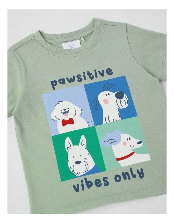 Essentials Pawsitive Dogs T-Shirt in Light Khaki image 4