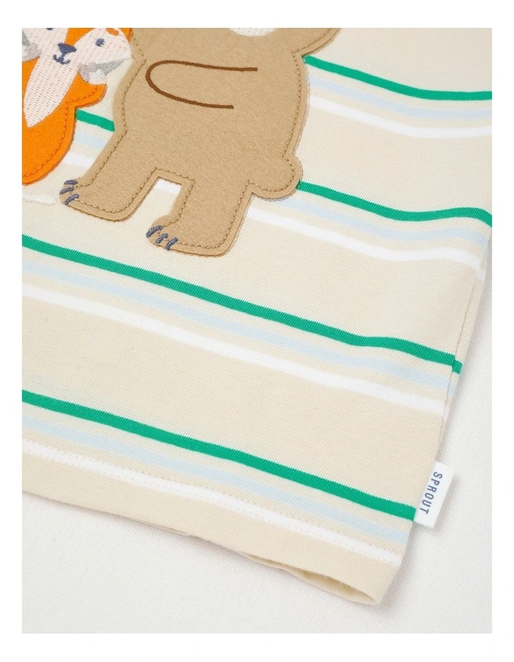 Stripe Forest Animal Applique T-Shirt in Bone image 4