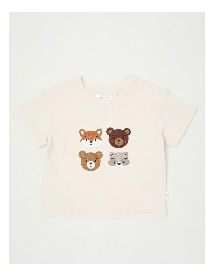 Animal Face Boxy T-Shirt in Bone image 1