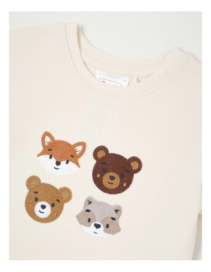 Animal Face Boxy T-Shirt in Bone image 2