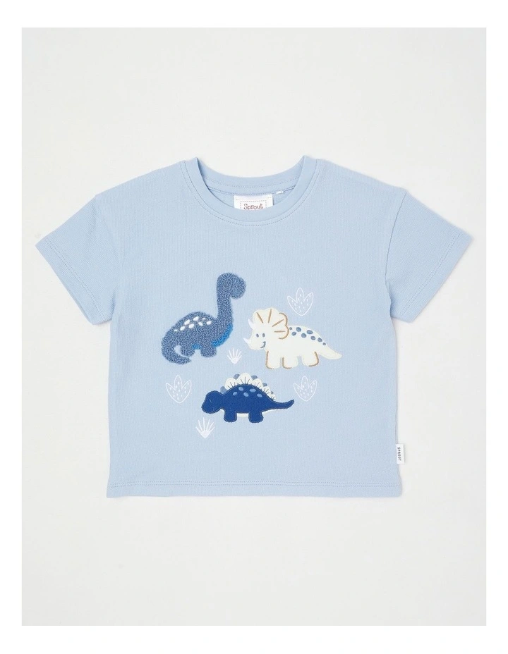 Tonal Dino Boxy T-Shirt in Bluestone image 1