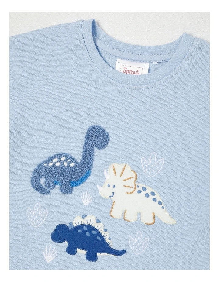 Tonal Dino Boxy T-Shirt in Bluestone image 2
