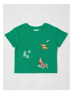 Dog Boxy T-Shirt in Teal