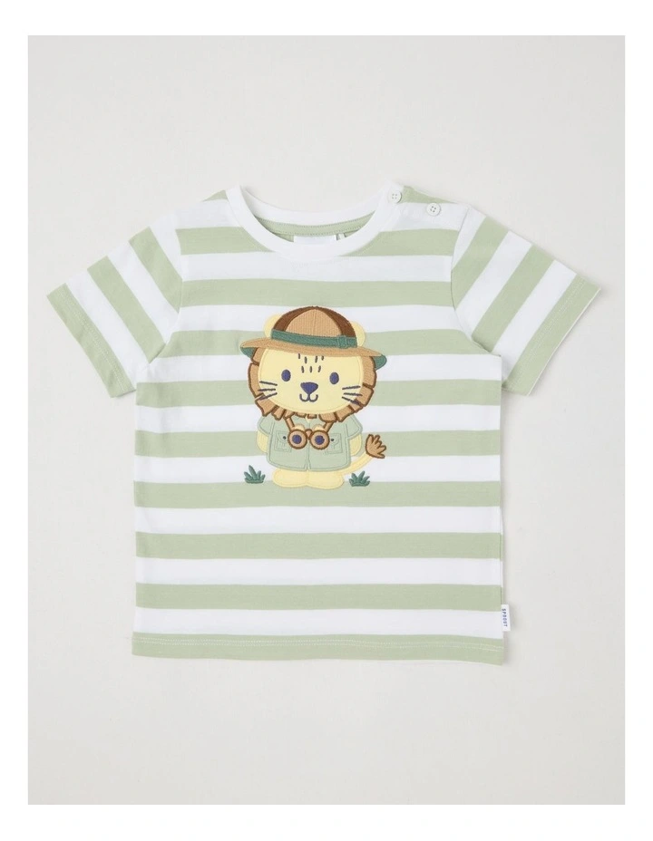 Stripe Safari Lion T-Shirt in Light Khaki image 1