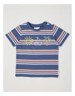 Stripe Island T-Shirt in Mid Blues