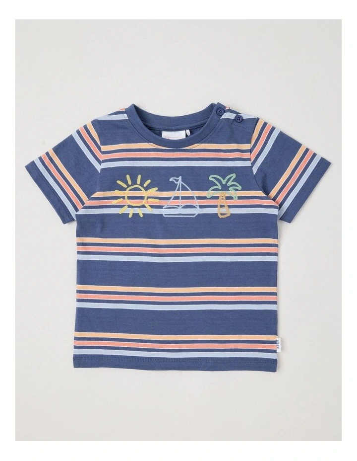Stripe Island T-Shirt in Mid Blues image 1
