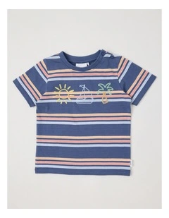 Stripe Island T-Shirt in Mid Blues
