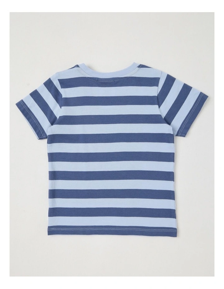 Stripe Dino Stack T-Shirt in Bluestone image 3