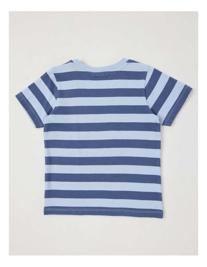 Stripe Dino Stack T-Shirt in Bluestone image 3