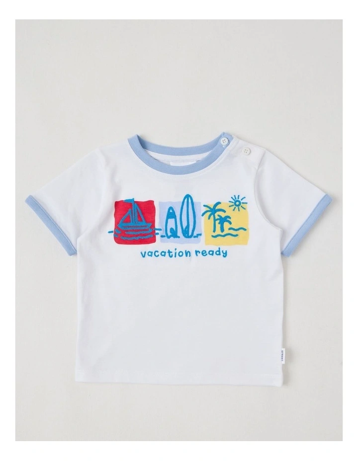 Spliced Applique T-Shirt in White image 1