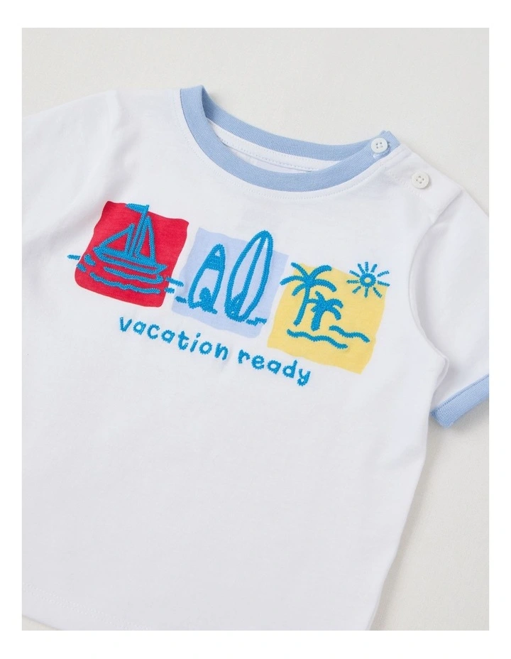 Spliced Applique T-Shirt in White image 2