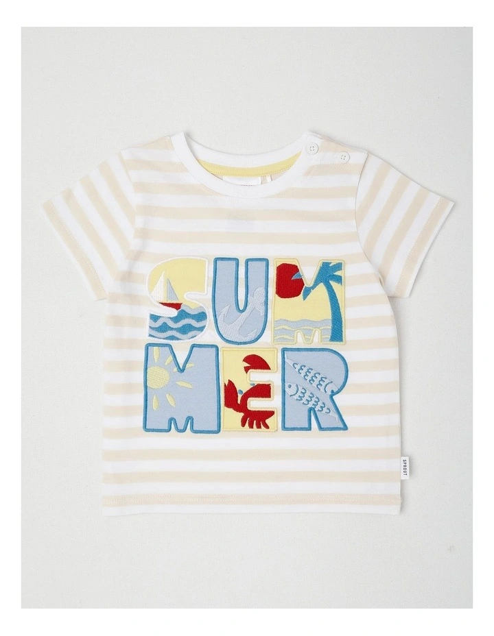 Stripe Summer T-Shirt in Bone image 1