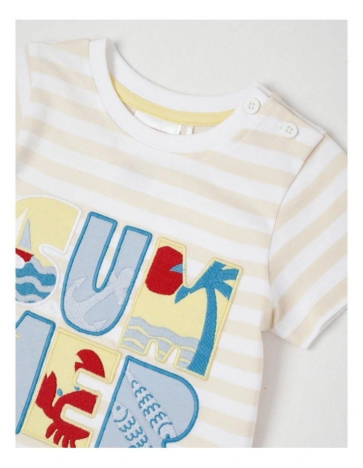 Stripe Summer T-Shirt in Bone image 2