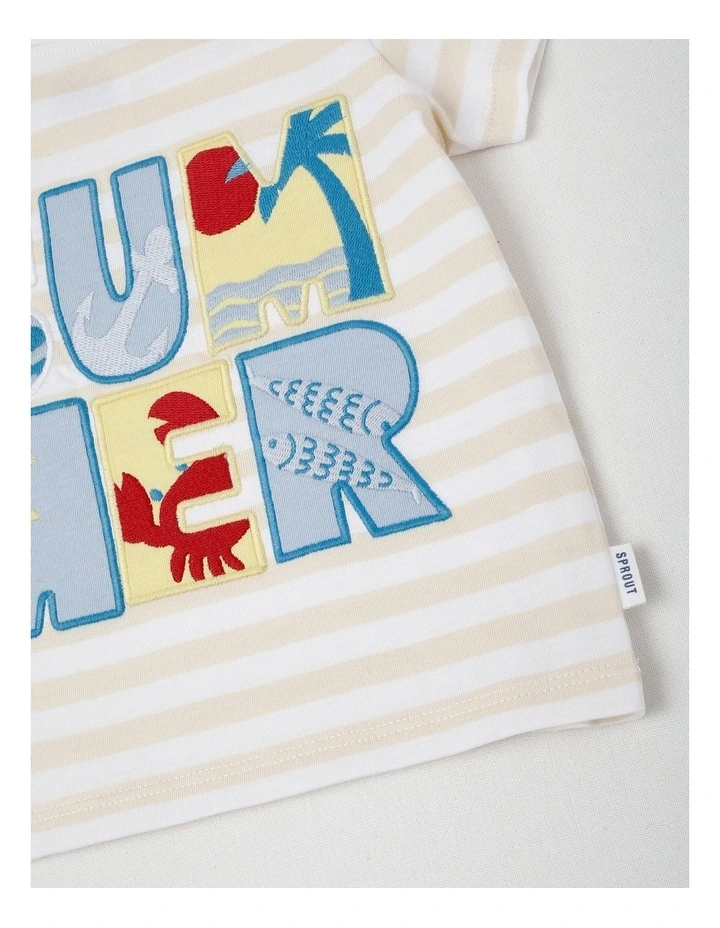 Stripe Summer T-Shirt in Bone image 4