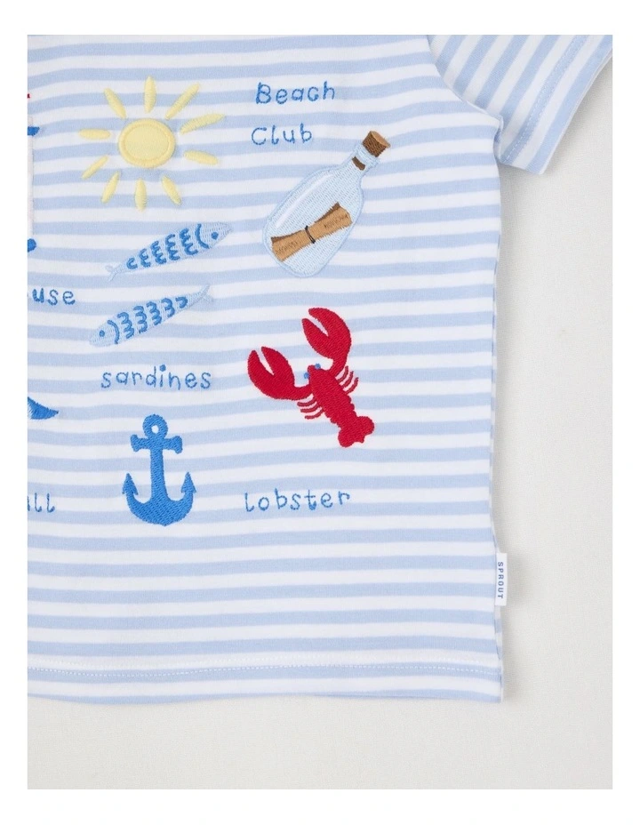 Stripe Beach Club T-Shirt in Bluestone image 4