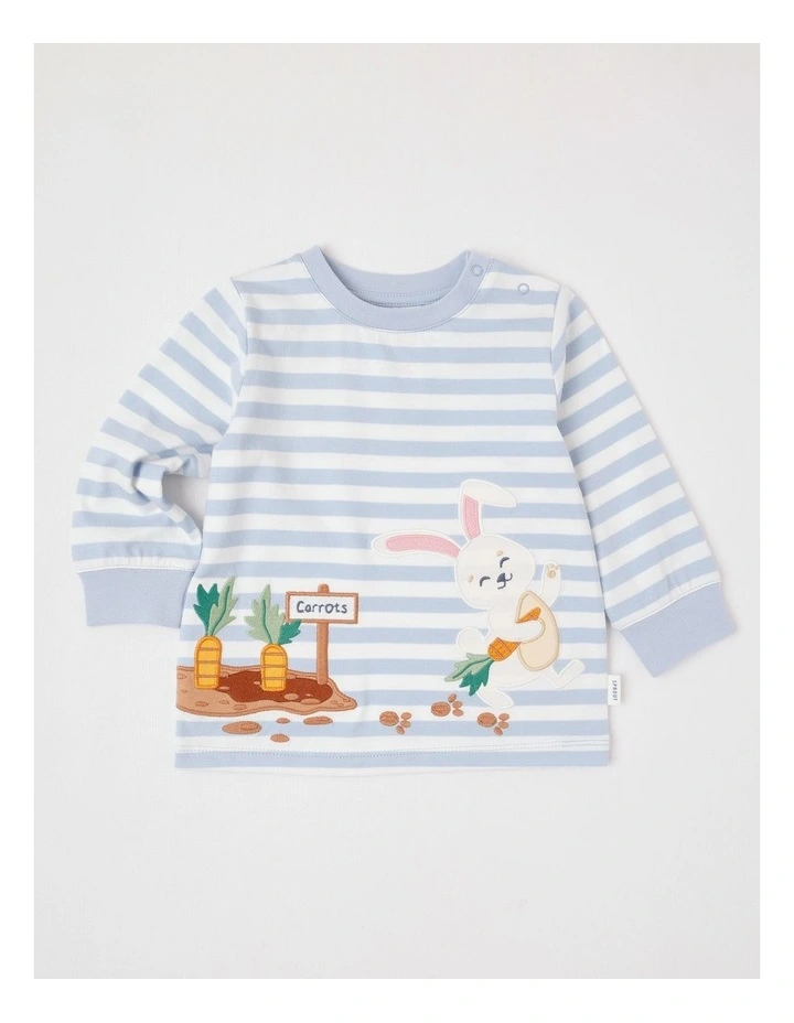 Yarndye Stripe Bunny T/Shirt in Bluestone image 1