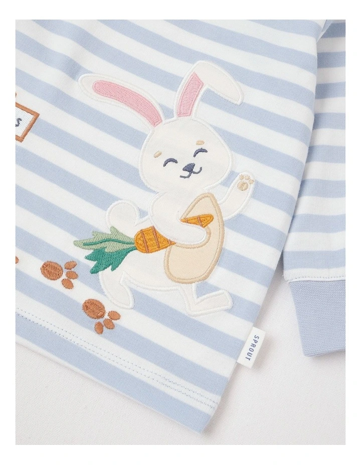 Yarndye Stripe Bunny T/Shirt in Bluestone image 2