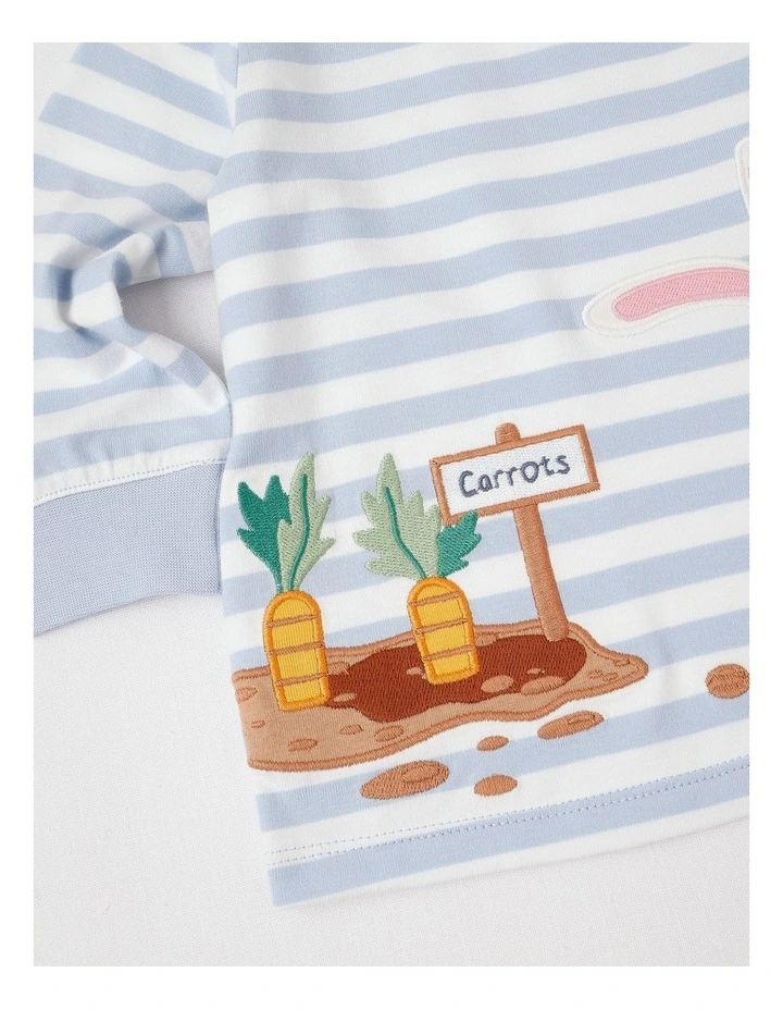 Yarndye Stripe Bunny T/Shirt in Bluestone image 4