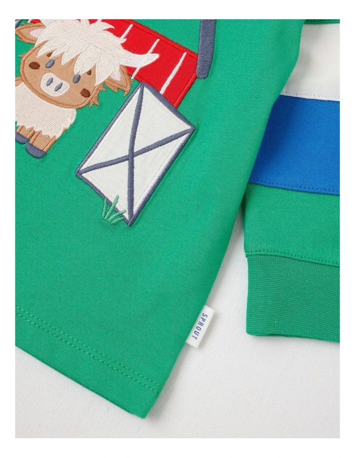 Colour Block Sleeve Barnyard T/Shirt in Bright Green image 4