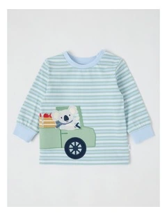 Koala Apple Truck Yarndye Stripe T/Shirt in Bluestone