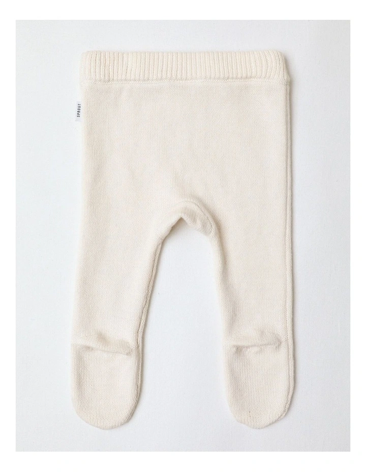 Newborn Knit Legging In Oat Marle image 3