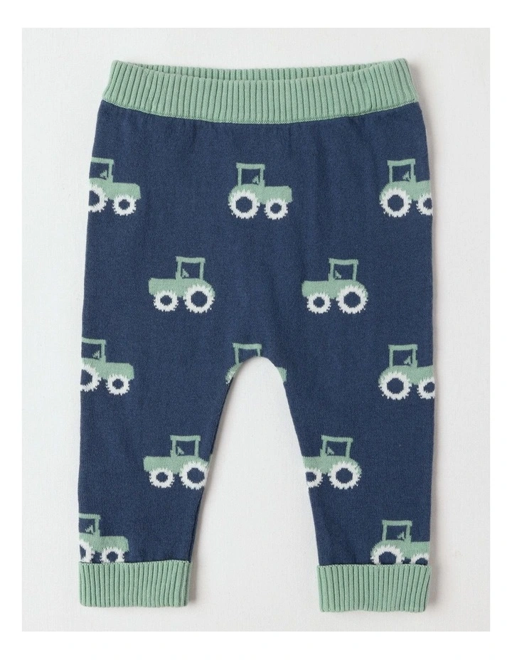 Essential Train Intarsia Leggings in Dark Denim image 1