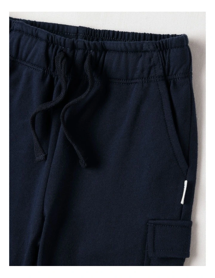 Fleece Cargo Trackpants in Navy image 2