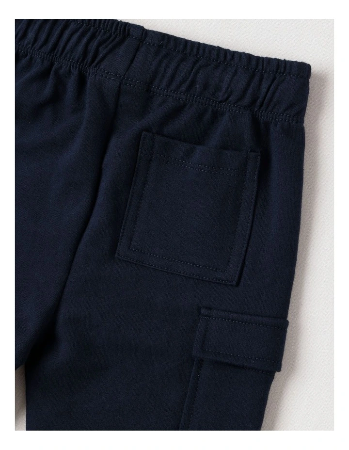 Fleece Cargo Trackpants in Navy image 4