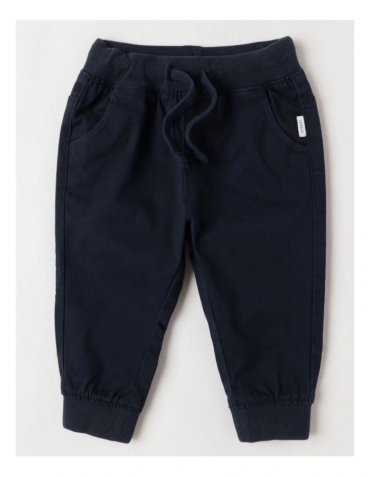 Rib Waist Chino Pants in Navy image 1