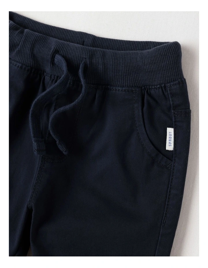 Rib Waist Chino Pants in Navy image 2