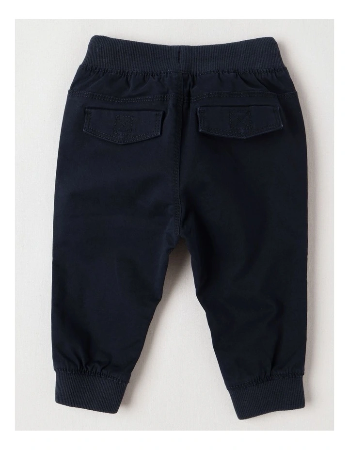 Rib Waist Chino Pants in Navy image 3