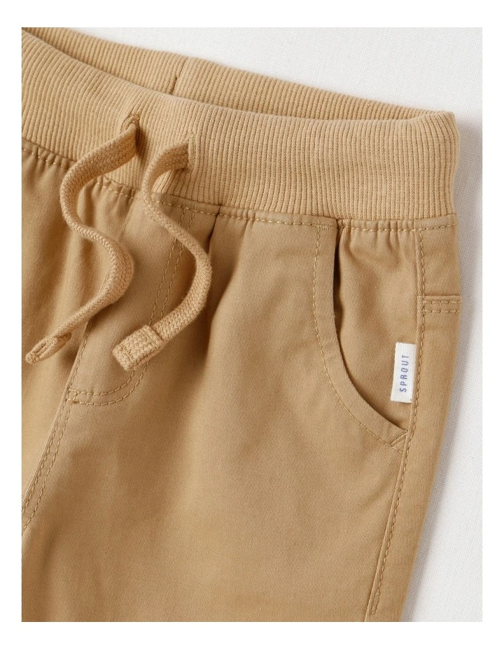 Rib Waist Chino Pants in Tan image 2