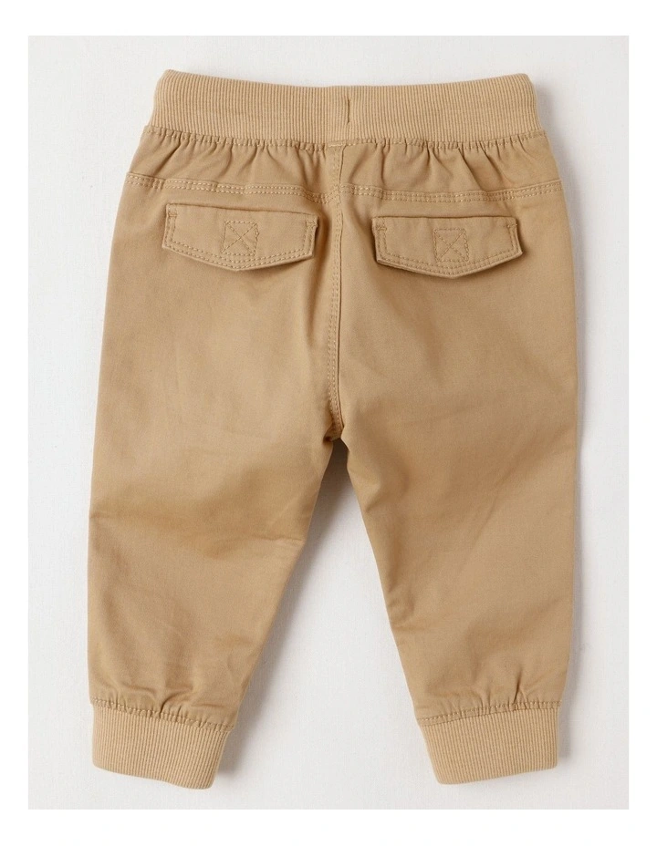 Rib Waist Chino Pants in Tan image 3