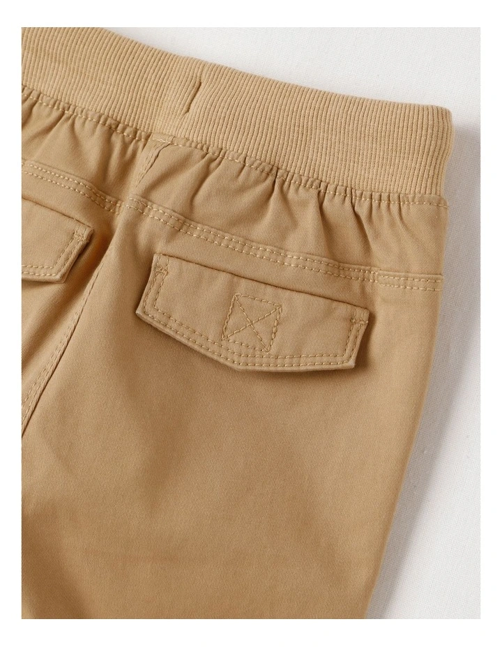 Rib Waist Chino Pants in Tan image 4