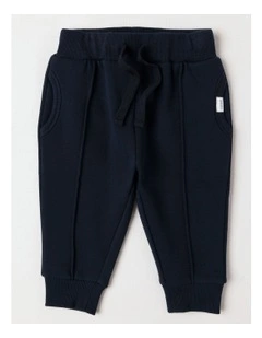Knit Pin Tuck Trackpants in Navy