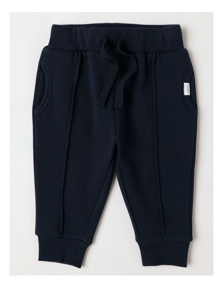 Knit Pin Tuck Trackpants in Navy image 1