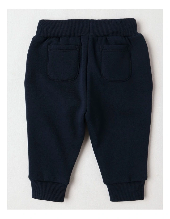Knit Pin Tuck Trackpants in Navy image 3