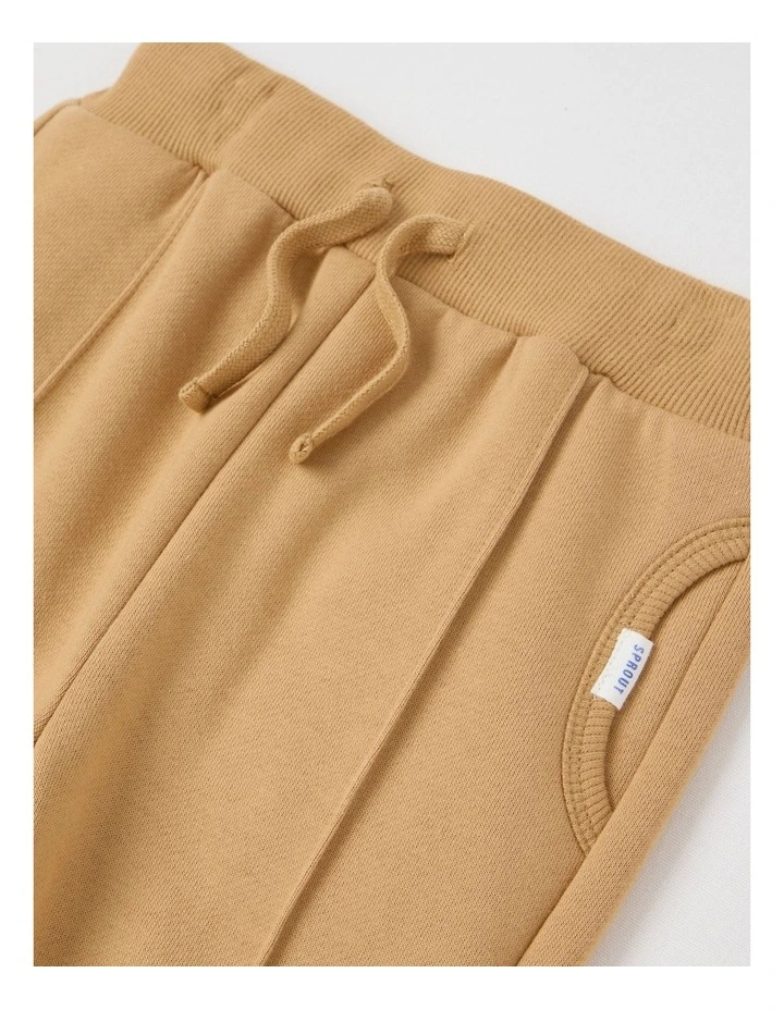 Knit Pin Tuck Trackpants in Tan image 2