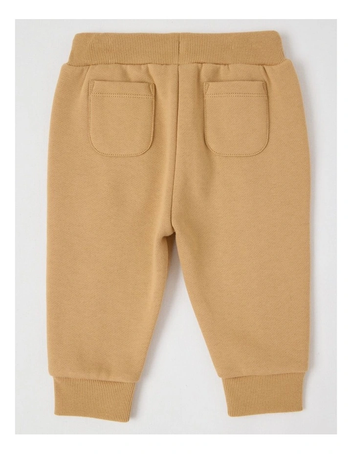 Knit Pin Tuck Trackpants in Tan image 3