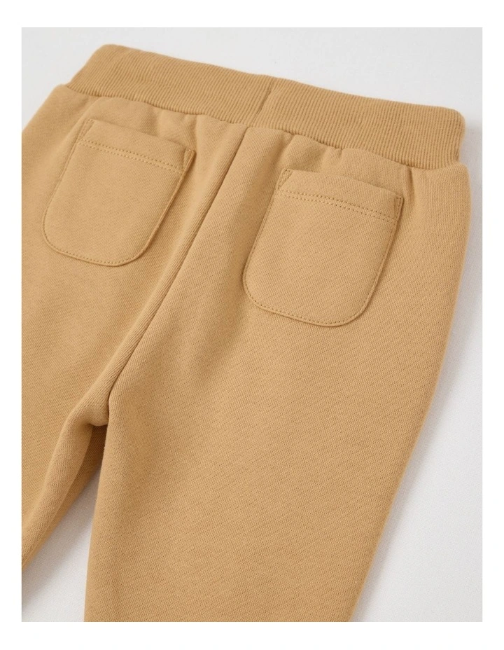 Knit Pin Tuck Trackpants in Tan image 4